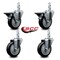 Service Caster 4'' Black Polyurethane Wheel Swivel 7/8'' Square Stem Caster Set 2 Brakes, 4PK SCC-SQ20S414-PPUB-BLK-PLB-78-2-S-2 - alternate 2